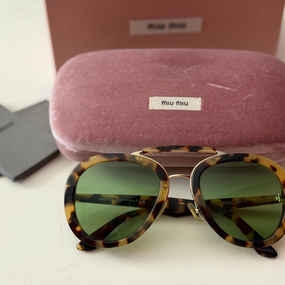 Miu Miu Green Lens Tortoise Sunglasses
